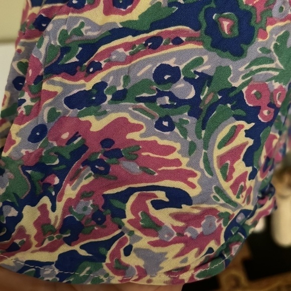 MATILDA JANE In the Maze Asymmetrical Blue/Pink/Cream Paisley Top, Small, EUC. - Picture 9 of 10